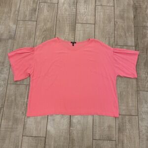 $200 Eileen Fisher Top 3X Pink 100% Silk Feminine Flutter Sleeve Flowy Tunic